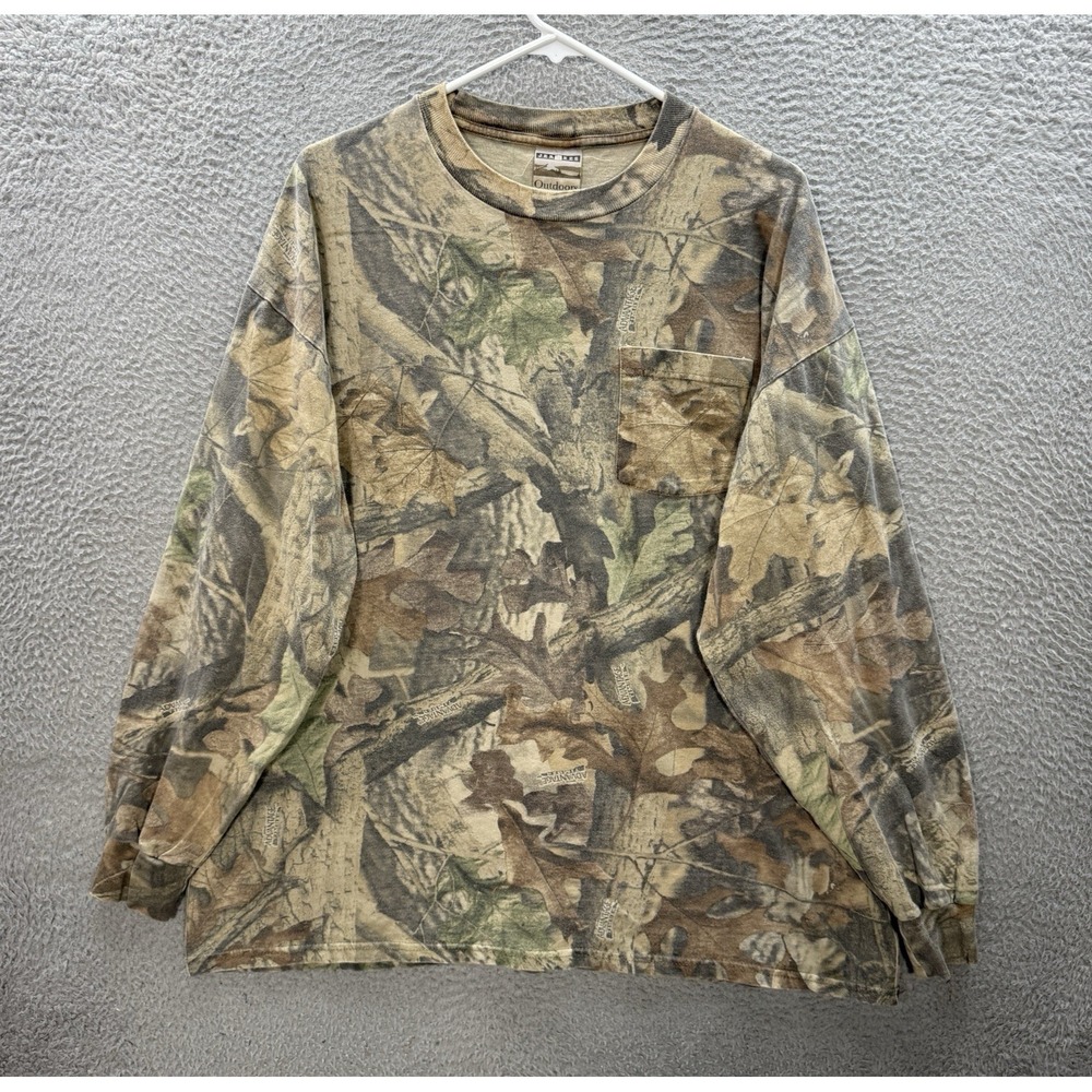 Vintage Jerzees Shirt Adult XL Camouflage Advantage Timber Camo Faded Skater Y2K